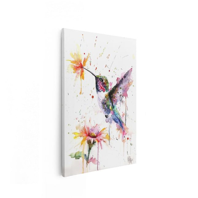 Canvas schilderij vooraanzicht Aquarelkunstwerk van een Kolibrie
