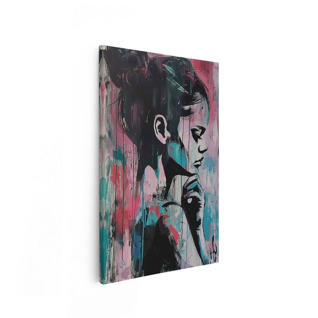 Canvas schilderij vooraanzicht Abstract Kunstwerk van een Vrouw