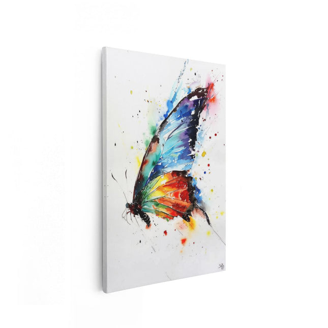Canvas schilderij vooraanzicht Aquarelkunstwerk van een Kleurrijke Vlinder