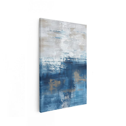 Canvas schilderij vooraanzicht Abstract Kunstwerk van Blauw en Wit