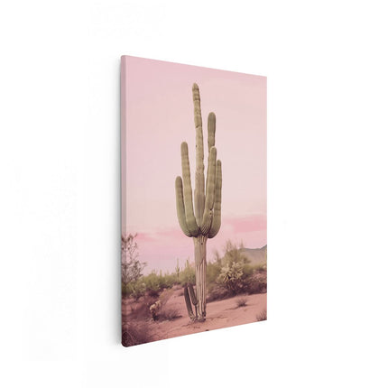 Canvas schilderij vooraanzicht Saguaro-Cactus in de Woestijn