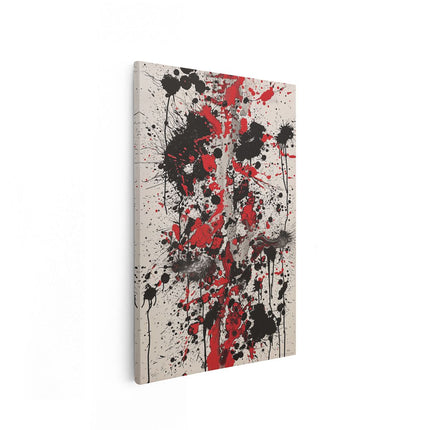 Canvas schilderij vooraanzicht Kunstwerk met Rode en Zwarte Verfspatten