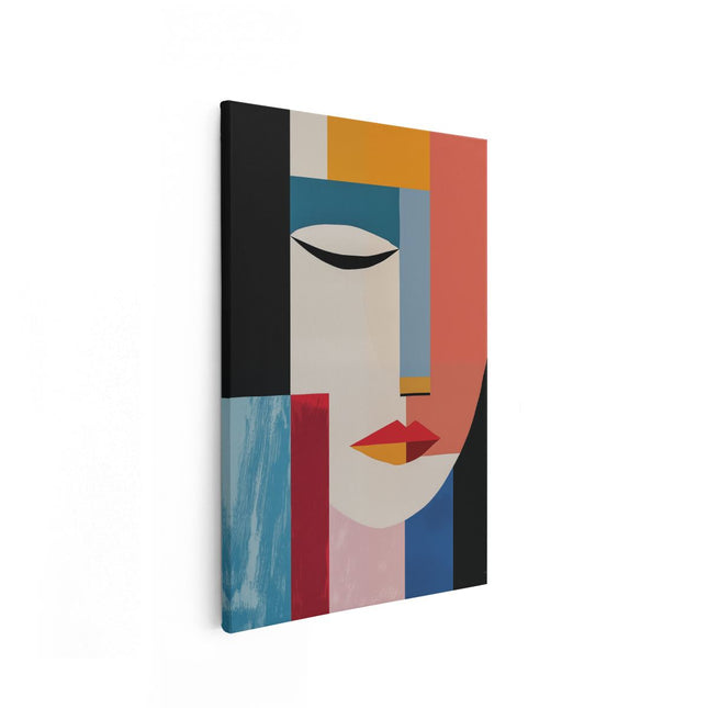 Canvas schilderij vooraanzicht Vrouwengezicht met Verschillende Kleuren