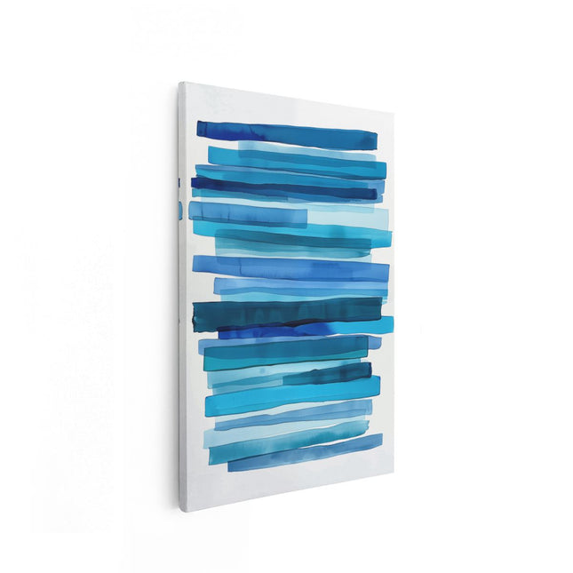 Canvas schilderij vooraanzicht Aquarelkunstwerk van Blauwe Strepen op een Witte Achtergrond