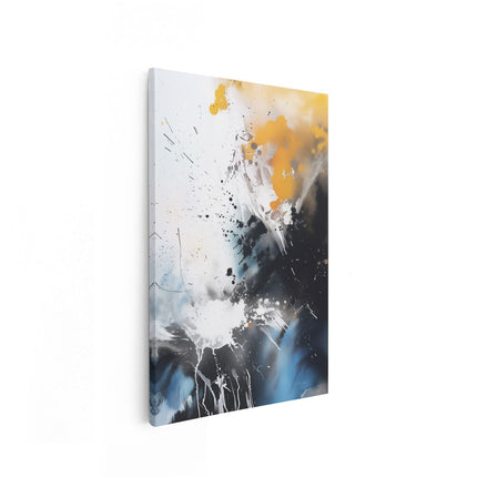 Canvas schilderij vooraanzicht Abstract Kunstwerk met Zwarte, Gele en Oranje Kleuren