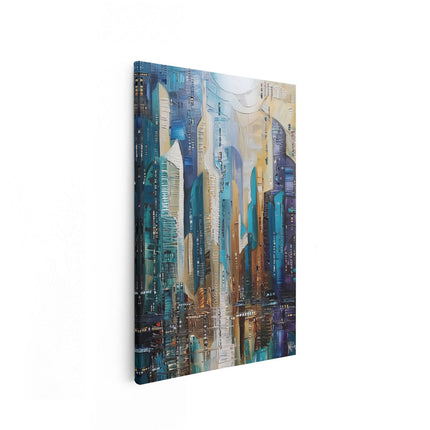 Canvas schilderij vooraanzicht Abstract Kunstwerk van de Skyline van een Stad