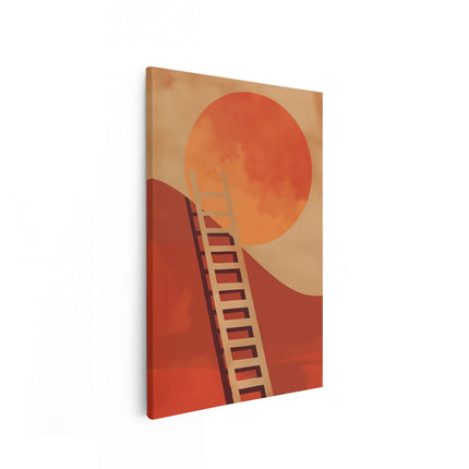 Canvas schilderij vooraanzicht Ladder naar de Top van een Heuvel