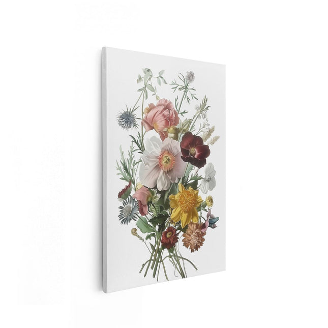 Canvas schilderij vooraanzicht Boeket Bloemen in een Vaas