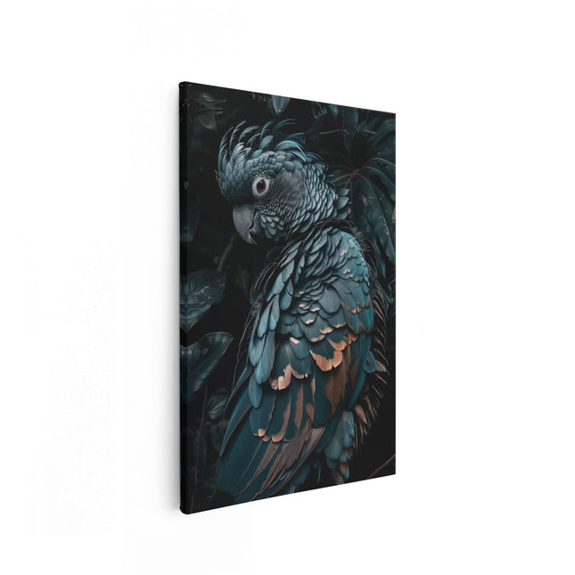 Canvas schilderij vooraanzicht Blauwe Papegaai Zat op een Tak