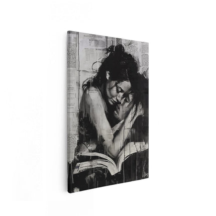 Canvas schilderij vooraanzicht Man en een Vrouw die een Boek Lezen
