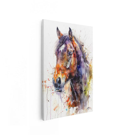 Canvas schilderij vooraanzicht Aquarelkunstwerk van een Paard