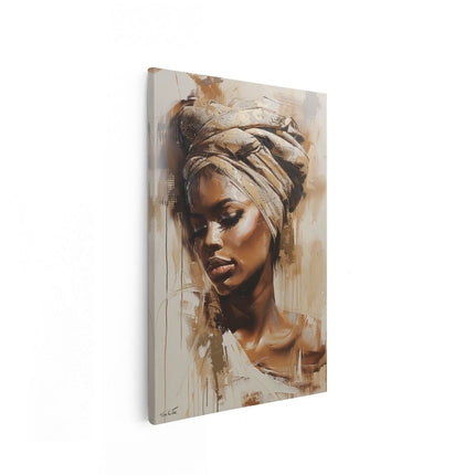 Canvas schilderij vooraanzicht Vrouw die een Tulband Draagt