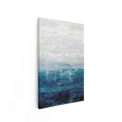 Canvas schilderij vooraanzicht Abstract Kunstwerk van een Blauwe en Witte Oceaan