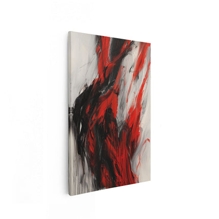 Canvas schilderij vooraanzicht Zwart en Rood Abstract Kunstwerk