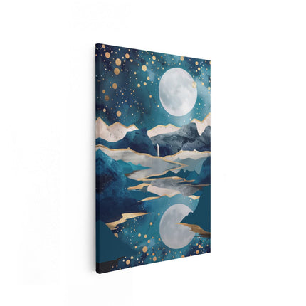 Canvas schilderij vooraanzicht De Maan Wordt Weerspiegeld in het Water
