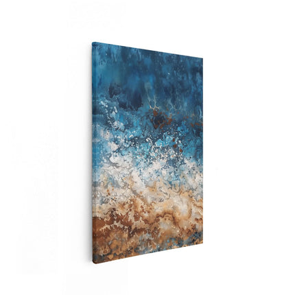 Canvas schilderij vooraanzicht Abstract Kunstwerk van een Blauwe en Bruine Oceaan