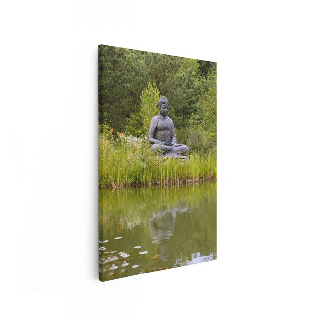 Canvas schilderij vooraanzicht Boeddha met Spiegeling