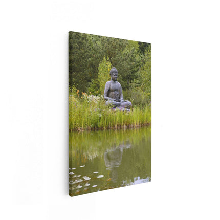 Canvas schilderij vooraanzicht Boeddha met Spiegeling