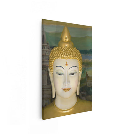 Canvas schilderij vooraanzicht Gouden Boeddha Hoofd