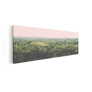 Canvas Schilderij Vooraanzicht Schilderij Weide in de Veluwe bij Zonsondergang