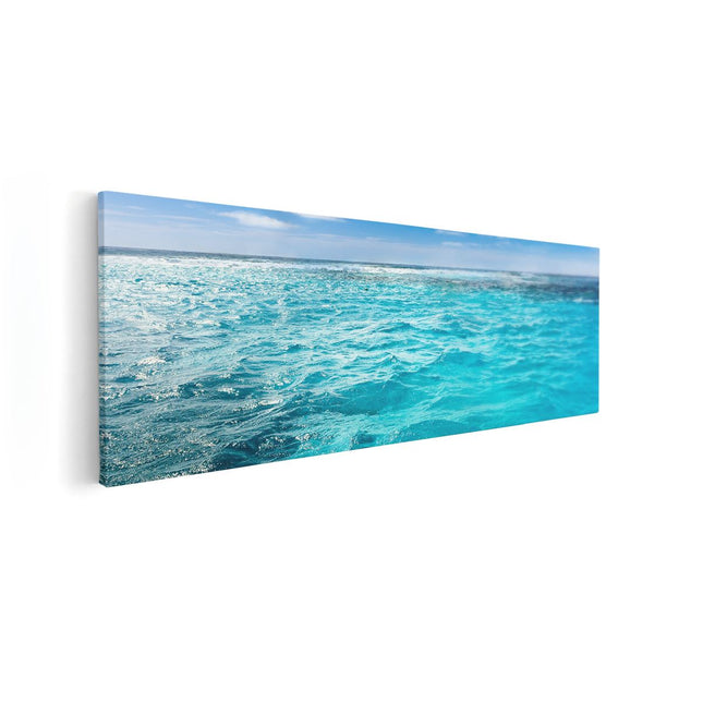 Canvas Schilderij Vooraanzicht Schilderij Stroom die door een Bos Loopt