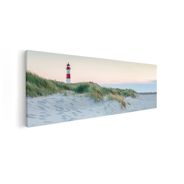 Canvas Schilderij Vooraanzicht Schilderij Zandduin met een Poort die naar de Oceaan Leidt