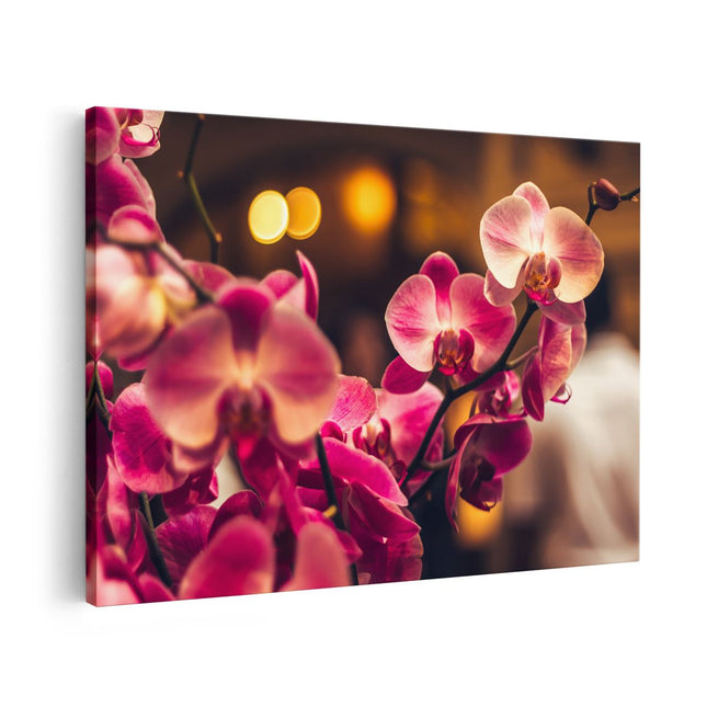 Canvas schilderij vooraanzicht Roze Orchidee Bloemen