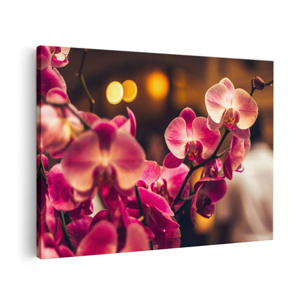 Canvas schilderij vooraanzicht Roze Orchidee Bloemen