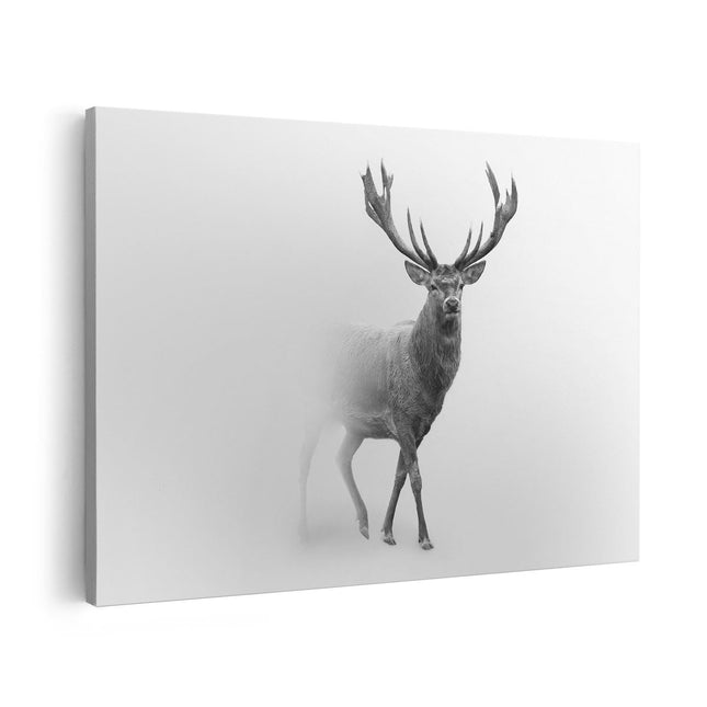 Canvas schilderij vooraanzicht Hert - Zwart Wit