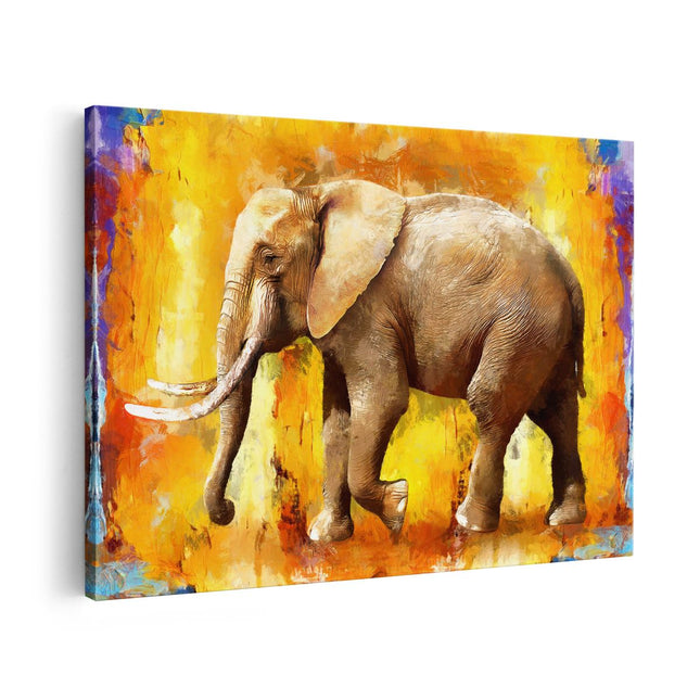 Canvas schilderij vooraanzicht Geschilderde Olifant Olieverf - Abstract