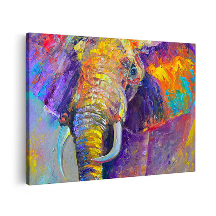 Canvas schilderij vooraanzicht Olifant Van Olieverf - Kleur - Abstract