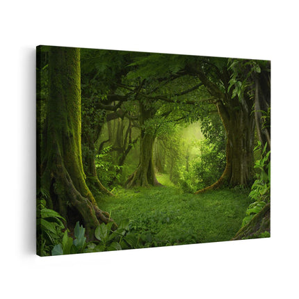 Canvas schilderij vooraanzicht Groene Tropische Jungle Bos 