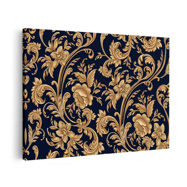 Canvas schilderij vooraanzicht Decoratieve Gouden Bloemen Achtergrond