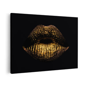 Canvas schilderij vooraanzicht Gouden Lippen