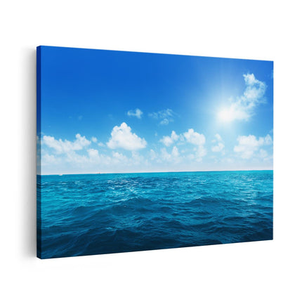 Canvas schilderij vooraanzicht Water Midden Op Zee Met Zonneschijn 