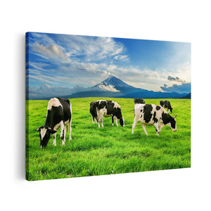 Canvas schilderij vooraanzicht Koeien In De Wei