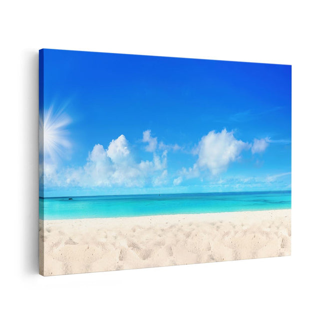 Canvas schilderij vooraanzicht Strand En Zee Met Helder Witte Zand