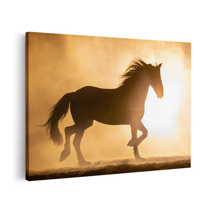 Canvas schilderij vooraanzicht Silhouet Van Een Paard