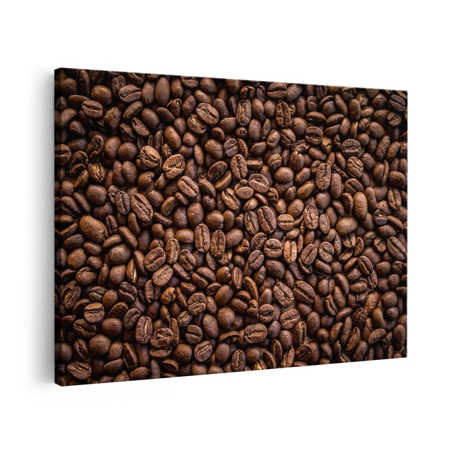 Canvas schilderij vooraanzicht Bruine Koffiebonen