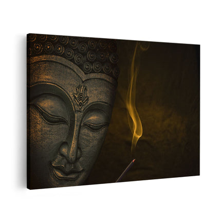 Canvas schilderij vooraanzicht Boeddha Beeld Met Wierook
