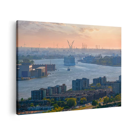 Canvas schilderij vooraanzicht Rotterdamse Haven Bij Het Water