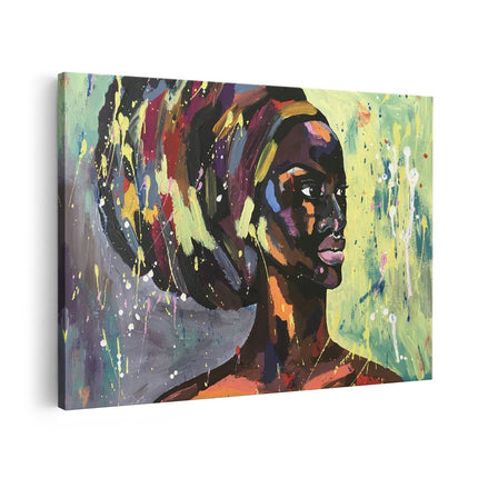 Canvas schilderij vooraanzicht Getekende Afrikaanse Vrouw - Abstract