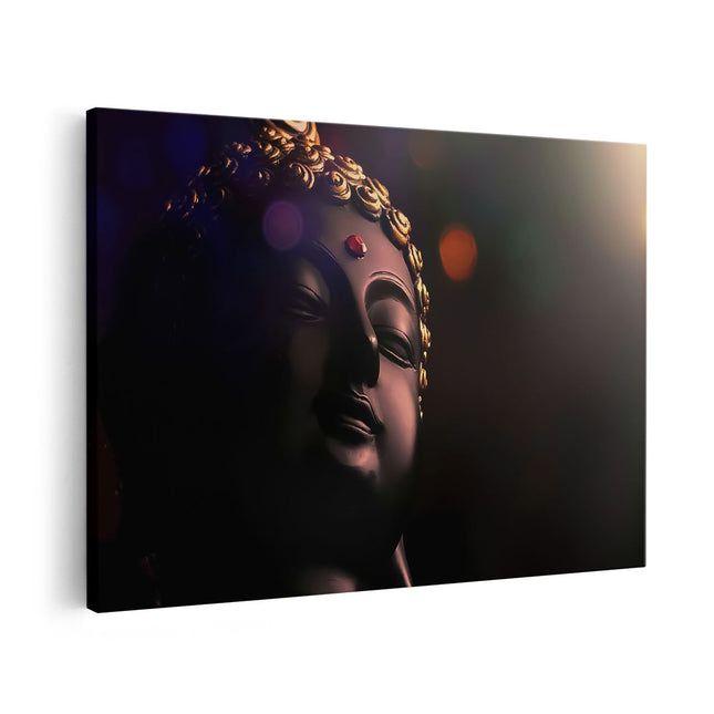 Canvas schilderij vooraanzicht Boeddha Beeld Met Gouden Sierraden