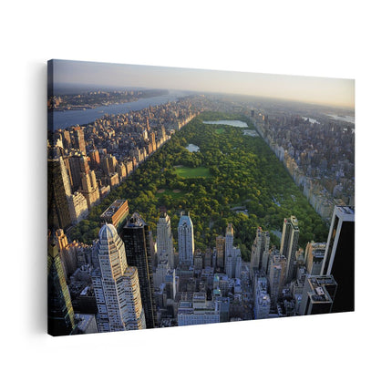 Canvas schilderij vooraanzicht Central Park In New York Met Wolkenkrabbers