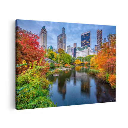 Canvas schilderij vooraanzicht Kleurrijke Central Park Tijdens De Herfst