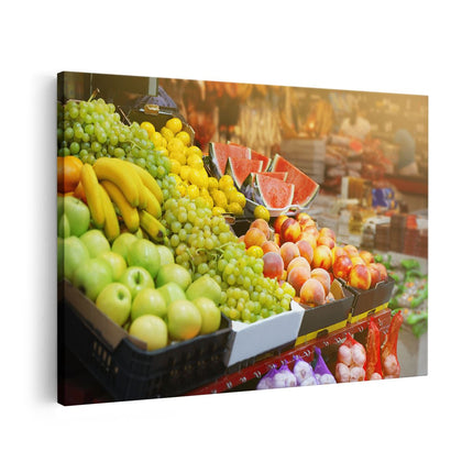 Canvas schilderij vooraanzicht Vers Fruit Op De Markt
