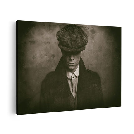 Canvas schilderij vooraanzicht Engelse Gangster Uit Jaren 1920 - Zwart Wit