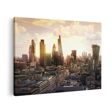 Canvas schilderij vooraanzicht Londen bij Zonsondergang in een Moderne Wijk
