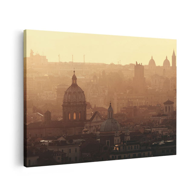 Canvas schilderij vooraanzicht Rome Stad bij Zonsopgang