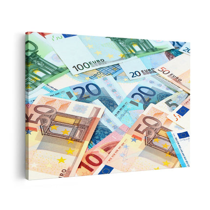 Canvas schilderij vooraanzicht Euro Geld Biljetten - Briefjes